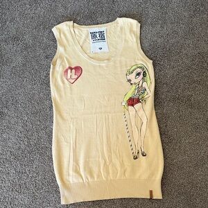 Harajuku Lovers Cream Sleeveless Sweater Dress
